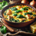Cazuela de pollo con queso y espinacas
