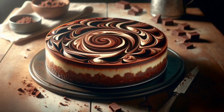 Cheesecake marmoleado de chocolate
