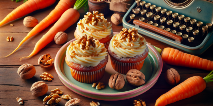 Cupcakes de zanahoria con nueces
