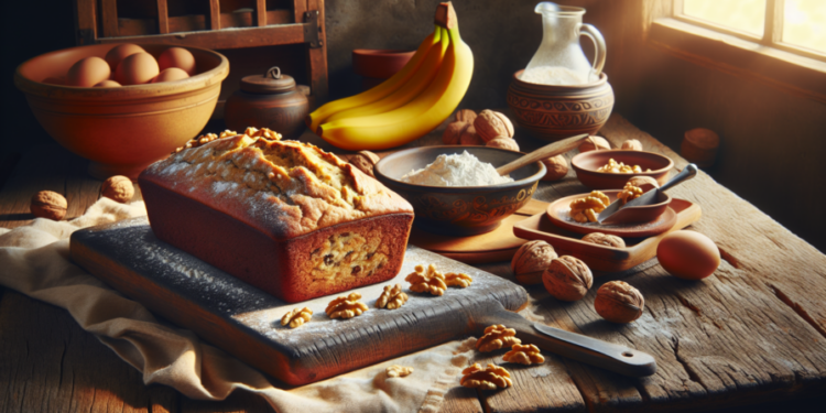 Pan de plátano con nueces