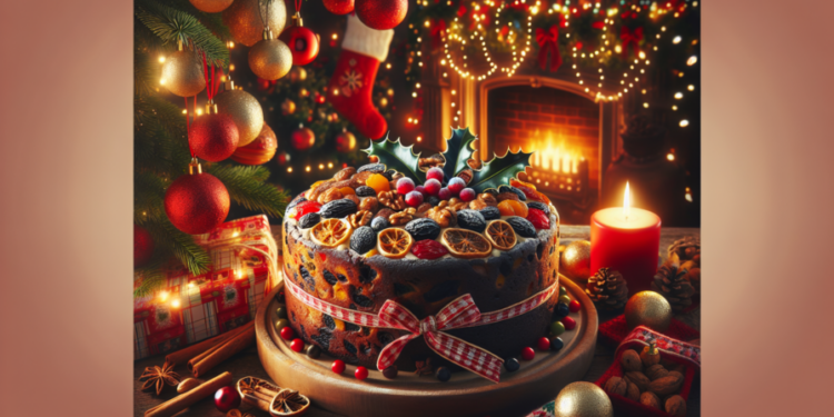 Pastel de frutas navideño
