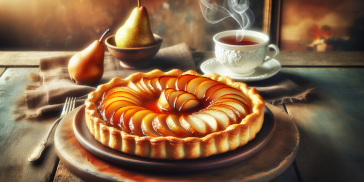 Tarta de pera y hojaldre