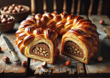 Trenza de hojaldre con crema de avellanas