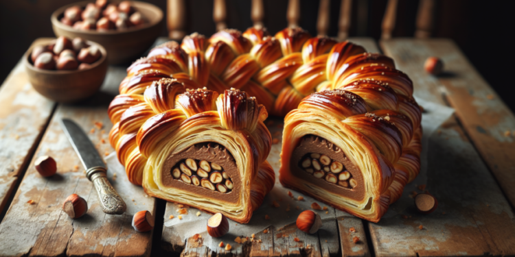Trenza de hojaldre con crema de avellanas