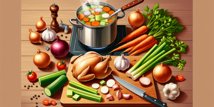 Cómo preparar caldo de pollo casero con verduras