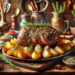 Cordero al horno con hierbas y patatas asadas