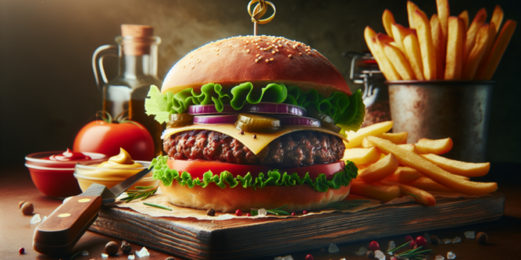 Hamburguesa casera jugosa con carne molida y pan artesanal