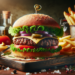 Hamburguesa casera jugosa con carne molida y pan artesanal
