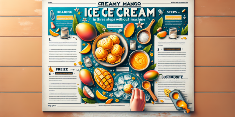 Helado de mango cremoso sin máquina en solo 3 pasos