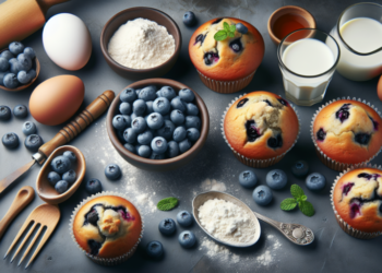 Muffins de arándanos esponjosos con receta paso a paso