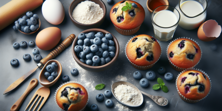 Muffins de arándanos esponjosos con receta paso a paso