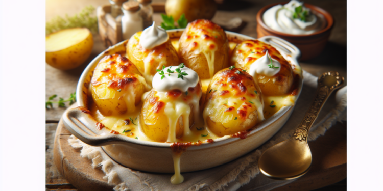 Papas gratinadas al horno con queso y crema