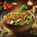 Sopa minestrone italiana con verduras y pasta
